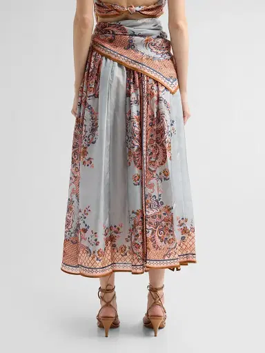 Zimmermann Women's Aster Scarf Midi Skirt - Blue Paisley Floral | Thumbnail 3 Zimmermann Women's Aster Scarf Midi Skirt - Blue Paisley Floral | Thumbnail 3