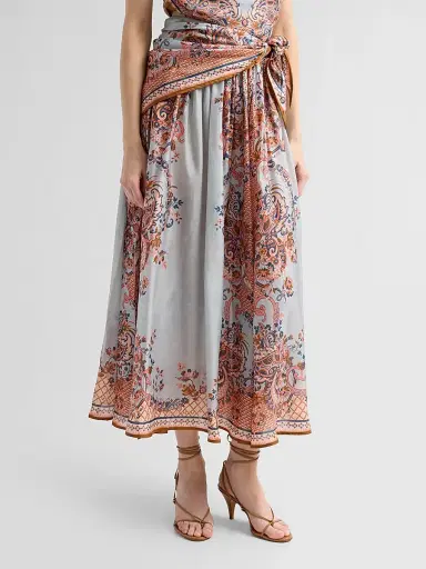 Zimmermann Women's Aster Scarf Midi Skirt - Blue Paisley Floral | Thumbnail 4 Zimmermann Women's Aster Scarf Midi Skirt - Blue Paisley Floral | Thumbnail 4