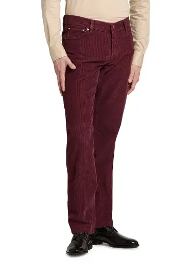 Kiton Men's Cotton-Blend Corduroy Slim-Fit Trousers - Plum - Size 36 | Thumbnail 4 Kiton Men's Cotton-Blend Corduroy Slim-Fit Trousers - Plum - Size 36 | Thumbnail 4