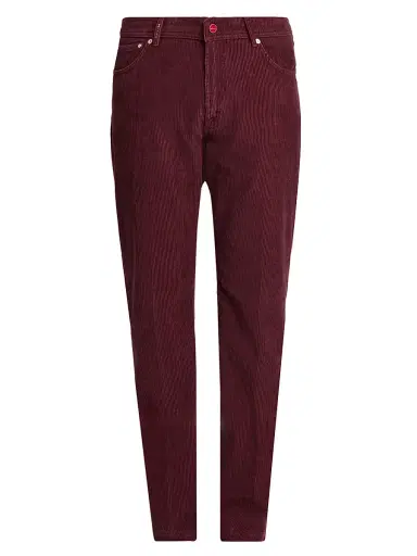 Kiton Men's Cotton-Blend Corduroy Slim-Fit Trousers - Plum - Size 36 | Thumbnail 1 Kiton Men's Cotton-Blend Corduroy Slim-Fit Trousers - Plum - Size 36 | Thumbnail 1