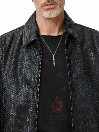 JOHN VARVATOS Men's Benjamin Snakeskin-Embossed Leather Jacket | Thumbnail 5 JOHN VARVATOS Men's Benjamin Snakeskin-Embossed Leather Jacket | Thumbnail 5