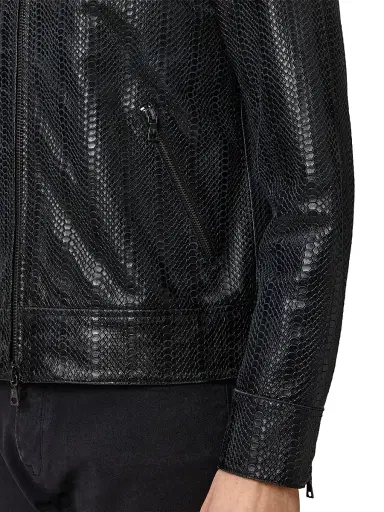 JOHN VARVATOS Men's Benjamin Snakeskin-Embossed Leather Jacket | Thumbnail 6 JOHN VARVATOS Men's Benjamin Snakeskin-Embossed Leather Jacket | Thumbnail 6