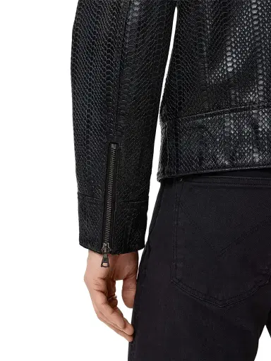JOHN VARVATOS Men's Benjamin Snakeskin-Embossed Leather Jacket | Thumbnail 7 JOHN VARVATOS Men's Benjamin Snakeskin-Embossed Leather Jacket | Thumbnail 7