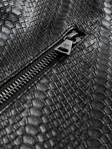 JOHN VARVATOS Men's Benjamin Snakeskin-Embossed Leather Jacket | Thumbnail 8 JOHN VARVATOS Men's Benjamin Snakeskin-Embossed Leather Jacket | Thumbnail 8