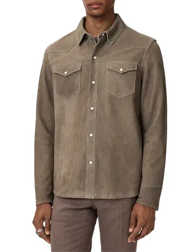 JOHN VARVATOS Men's Sage Suede Shirt Jacket | Thumbnail 3 JOHN VARVATOS Men's Sage Suede Shirt Jacket | Thumbnail 3
