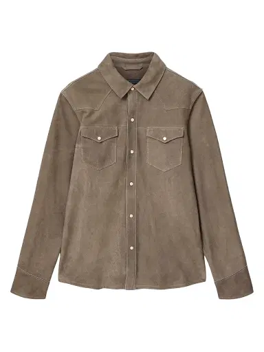 JOHN VARVATOS Men's Sage Suede Shirt Jacket | Thumbnail 1 JOHN VARVATOS Men's Sage Suede Shirt Jacket | Thumbnail 1