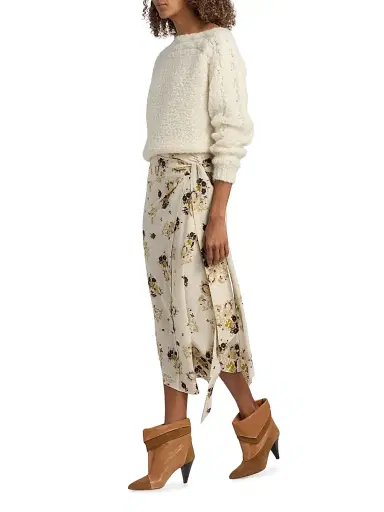 Isabel Marant Women's Faniry Floral Silk Midi-Skirt - Ecru | Thumbnail 2 Isabel Marant Women's Faniry Floral Silk Midi-Skirt - Ecru | Thumbnail 2