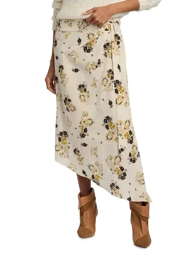 Isabel Marant Women's Faniry Floral Silk Midi-Skirt - Ecru | Thumbnail 3 Isabel Marant Women's Faniry Floral Silk Midi-Skirt - Ecru | Thumbnail 3