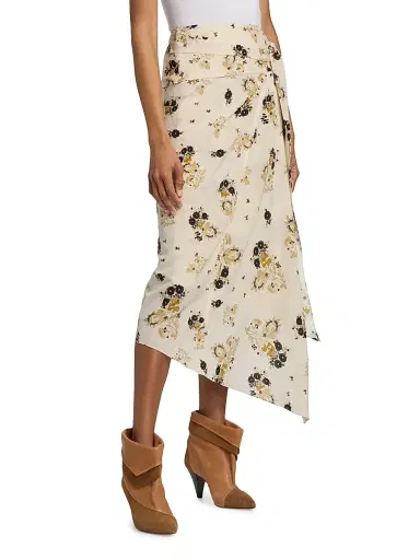 Isabel Marant Women's Faniry Floral Silk Midi-Skirt - Ecru | Thumbnail 4 Isabel Marant Women's Faniry Floral Silk Midi-Skirt - Ecru | Thumbnail 4