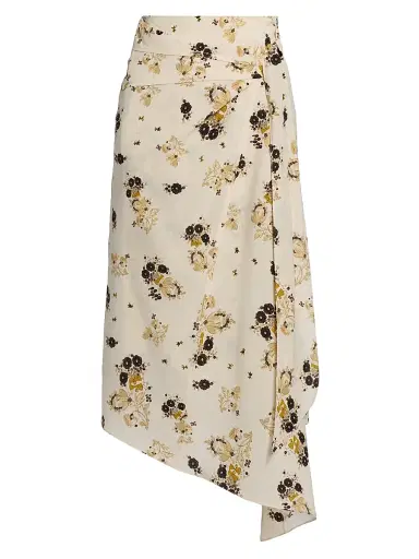 Isabel Marant Women's Faniry Floral Silk Midi-Skirt - Ecru | Thumbnail 1 Isabel Marant Women's Faniry Floral Silk Midi-Skirt - Ecru | Thumbnail 1