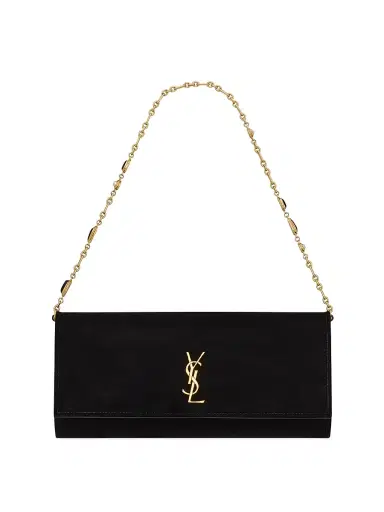 Saint Laurent Women's Kate Clutch in Velvet - Black | Thumbnail 1 Saint Laurent Women's Kate Clutch in Velvet - Black | Thumbnail 1