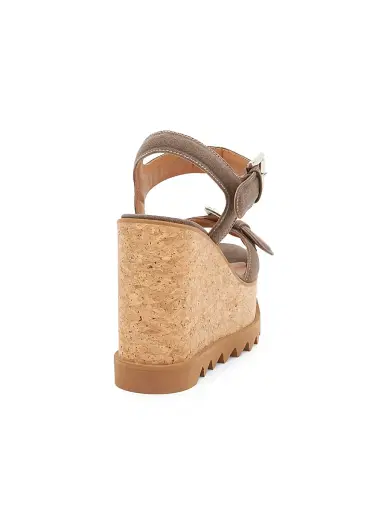 Stella McCartney Women's Sneakelyse 120MM Buckle Wedge Sandals - Dark Taupe | Thumbnail 3 Stella McCartney Women's Sneakelyse 120MM Buckle Wedge Sandals - Dark Taupe | Thumbnail 3