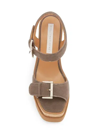 Stella McCartney Women's Sneakelyse 120MM Buckle Wedge Sandals - Dark Taupe | Thumbnail 4 Stella McCartney Women's Sneakelyse 120MM Buckle Wedge Sandals - Dark Taupe | Thumbnail 4