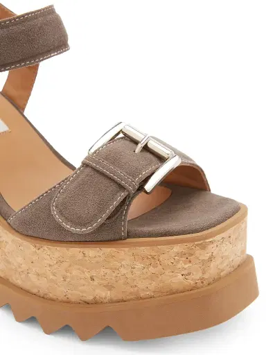 Stella McCartney Women's Sneakelyse 120MM Buckle Wedge Sandals - Dark Taupe | Thumbnail 5 Stella McCartney Women's Sneakelyse 120MM Buckle Wedge Sandals - Dark Taupe | Thumbnail 5