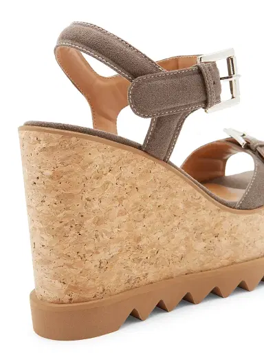 Stella McCartney Women's Sneakelyse 120MM Buckle Wedge Sandals - Dark Taupe | Thumbnail 6 Stella McCartney Women's Sneakelyse 120MM Buckle Wedge Sandals - Dark Taupe | Thumbnail 6