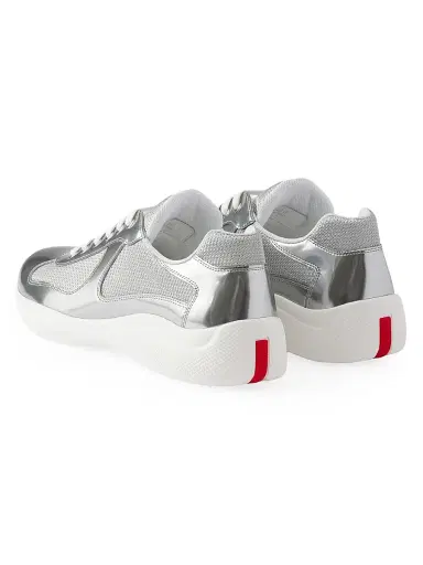 Prada Men's America's Cup Metallic Leather and Bike Fabric Sneakers | Thumbnail 3 Prada Men's America's Cup Metallic Leather and Bike Fabric Sneakers | Thumbnail 3