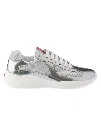 Prada Men's America's Cup Metallic Leather and Bike Fabric Sneakers | Thumbnail 1 Prada Men's America's Cup Metallic Leather and Bike Fabric Sneakers | Thumbnail 1
