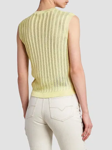 Versace Women's La Vacanza Mesh Rib-Knit Sweater Vest - Pale Yellow - Size 10 | Thumbnail 5 Versace Women's La Vacanza Mesh Rib-Knit Sweater Vest - Pale Yellow - Size 10 | Thumbnail 5