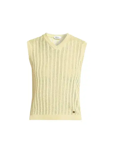 Versace Women's La Vacanza Mesh Rib-Knit Sweater Vest - Pale Yellow - Size 10 | Thumbnail 1 Versace Women's La Vacanza Mesh Rib-Knit Sweater Vest - Pale Yellow - Size 10 | Thumbnail 1