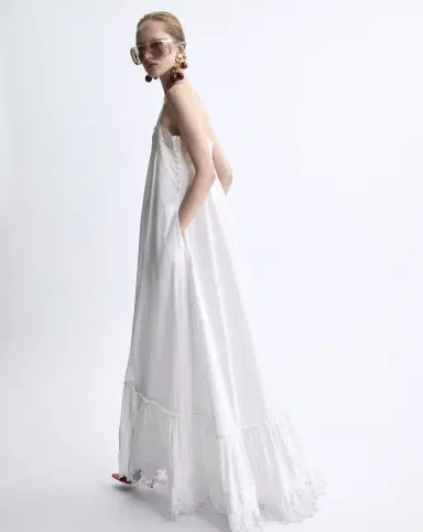 Yves Saint Laurent dress in embroidered cotton poplin | Thumbnail 2 Yves Saint Laurent dress in embroidered cotton poplin | Thumbnail 2