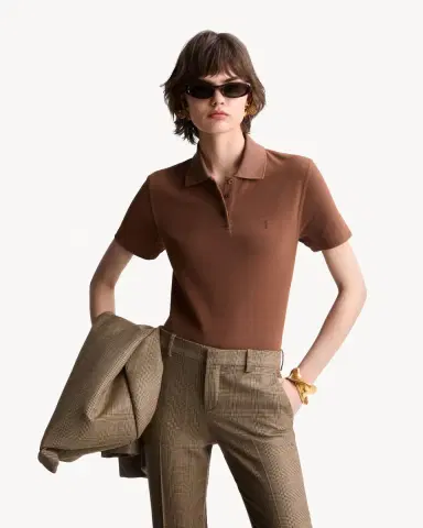 Yves Saint Laurent CASSANDRE cropped polo in cotton piqué | Thumbnail 3 Yves Saint Laurent CASSANDRE cropped polo in cotton piqué | Thumbnail 3