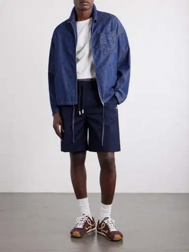 Loewe Straight-Leg Anagram-Embroidered Cotton-Twill Drawstring Shorts - Men | Thumbnail 2 Loewe Straight-Leg Anagram-Embroidered Cotton-Twill Drawstring Shorts - Men | Thumbnail 2