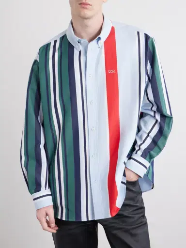 Loewe Anagram-Embroidered Striped Cotton-Twill Shirt - Men | Thumbnail 3 Loewe Anagram-Embroidered Striped Cotton-Twill Shirt - Men | Thumbnail 3