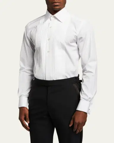 TOM FORD Men's Plisse Plastron Tuxedo Shirt | Thumbnail 2 TOM FORD Men's Plisse Plastron Tuxedo Shirt | Thumbnail 2