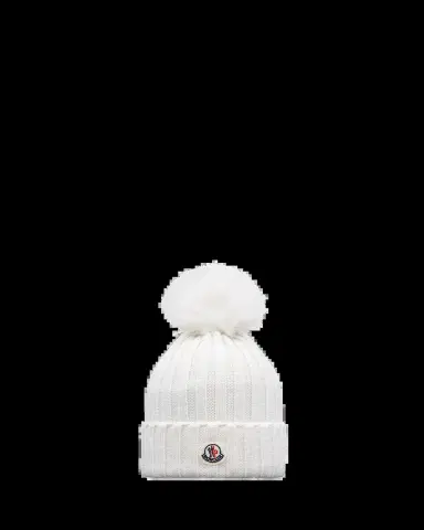 Moncler Ribbed Wool Beanie with Faux Fur Pom | Thumbnail 2 Moncler Ribbed Wool Beanie with Faux Fur Pom | Thumbnail 2