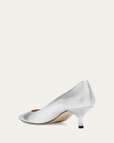 Stuart Weitzman Stuart Metallic Leather Kitten-Heel Pumps | Thumbnail 4 Stuart Weitzman Stuart Metallic Leather Kitten-Heel Pumps | Thumbnail 4