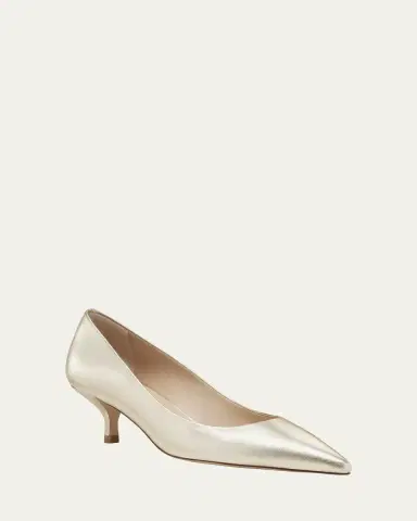 Stuart Weitzman Stuart Metallic Leather Kitten-Heel Pumps | Thumbnail 6 Stuart Weitzman Stuart Metallic Leather Kitten-Heel Pumps | Thumbnail 6