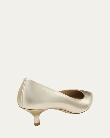 Stuart Weitzman Stuart Metallic Leather Kitten-Heel Pumps | Thumbnail 7 Stuart Weitzman Stuart Metallic Leather Kitten-Heel Pumps | Thumbnail 7