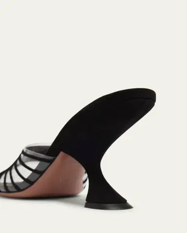 Amina Muaddi Mookie Suede PVC Comma-Heel Mules | Thumbnail 4 Amina Muaddi Mookie Suede PVC Comma-Heel Mules | Thumbnail 4