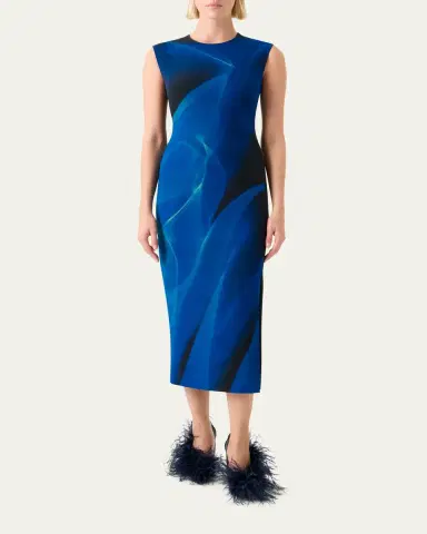 Akris Printed Double-Face Wool Midi Dress | Thumbnail 2 Akris Printed Double-Face Wool Midi Dress | Thumbnail 2
