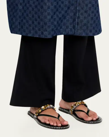 Dries Van Noten Sequined Leather Thong Sandals | Thumbnail 2 Dries Van Noten Sequined Leather Thong Sandals | Thumbnail 2