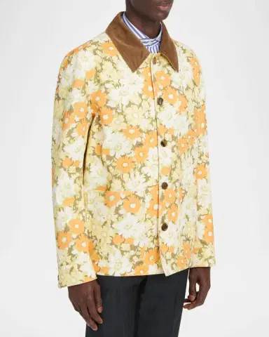 Valentino Garavani Men's Floral-Print Cotton Jacket | Thumbnail 3 Valentino Garavani Men's Floral-Print Cotton Jacket | Thumbnail 3
