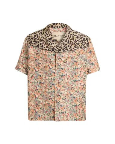 Valentino Garavani Men's Leopard Floral Silk Camp Shirt | Thumbnail 1 Valentino Garavani Men's Leopard Floral Silk Camp Shirt | Thumbnail 1