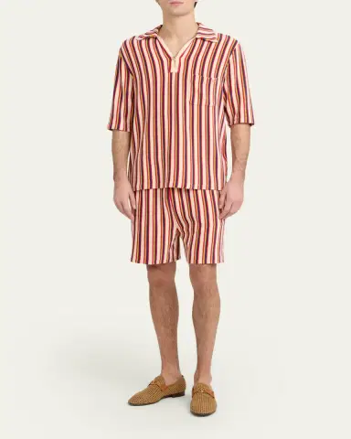 Valentino Garavani Men's Striped Toweling Shorts | Thumbnail 2 Valentino Garavani Men's Striped Toweling Shorts | Thumbnail 2