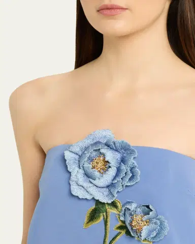 Lela Rose Peony Embroidered Strapless Crepe Gown | Thumbnail 5 Lela Rose Peony Embroidered Strapless Crepe Gown | Thumbnail 5
