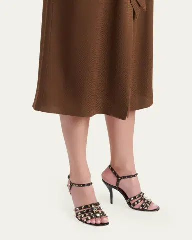 Valentino Garavani 100mm Rockstud Leather Ankle-Strap Sandals | Thumbnail 2 Valentino Garavani 100mm Rockstud Leather Ankle-Strap Sandals | Thumbnail 2