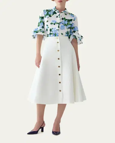 Carolina Herrera Tiered Ruffle Sleeve Button-Down Shirt | Thumbnail 2 Carolina Herrera Tiered Ruffle Sleeve Button-Down Shirt | Thumbnail 2