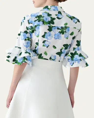 Carolina Herrera Tiered Ruffle Sleeve Button-Down Shirt | Thumbnail 3 Carolina Herrera Tiered Ruffle Sleeve Button-Down Shirt | Thumbnail 3