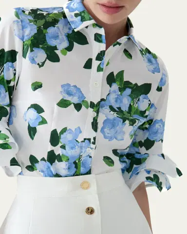 Carolina Herrera Tiered Ruffle Sleeve Button-Down Shirt | Thumbnail 4 Carolina Herrera Tiered Ruffle Sleeve Button-Down Shirt | Thumbnail 4