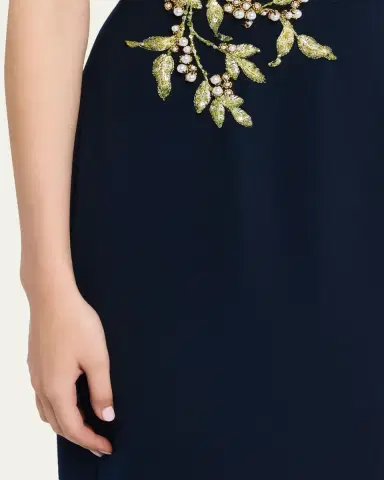 Rickie Freeman for Teri Jon Floral-Embroidered Asymmetric Capelet Gown | Thumbnail 5 Rickie Freeman for Teri Jon Floral-Embroidered Asymmetric Capelet Gown | Thumbnail 5