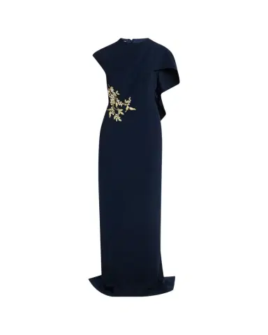 Rickie Freeman for Teri Jon Floral-Embroidered Asymmetric Capelet Gown | Thumbnail 1 Rickie Freeman for Teri Jon Floral-Embroidered Asymmetric Capelet Gown | Thumbnail 1