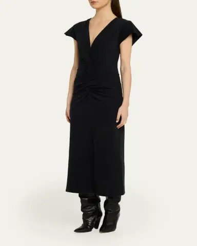 Isabel Marant Nadra Gathered Waist Jersey Midi Dress | Thumbnail 4 Isabel Marant Nadra Gathered Waist Jersey Midi Dress | Thumbnail 4