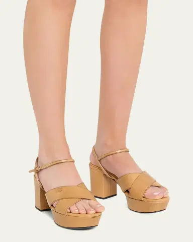 Miu Miu Waxed Leather Platform Sandals | Thumbnail 2 Miu Miu Waxed Leather Platform Sandals | Thumbnail 2