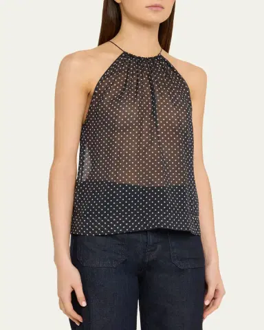 Nili Lotan Nikki Silk Polka Dot Halter Top | Thumbnail 4 Nili Lotan Nikki Silk Polka Dot Halter Top | Thumbnail 4