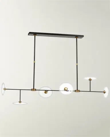Visual Comfort Signature Calvino Large Linear Chandelier In Aged Iron And Hand-Rubbed Antique Brass With Clear Glass By Ian K. Fowler | Thumbnail 2 Visual Comfort Signature Calvino Large Linear Chandelier In Aged Iron And Hand-Rubbed Antique Brass With Clear Glass By Ian K. Fowler | Thumbnail 2