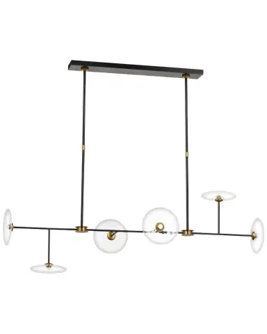 Visual Comfort Signature Calvino Large Linear Chandelier In Aged Iron And Hand-Rubbed Antique Brass With Clear Glass By Ian K. Fowler | Thumbnail 1 Visual Comfort Signature Calvino Large Linear Chandelier In Aged Iron And Hand-Rubbed Antique Brass With Clear Glass By Ian K. Fowler | Thumbnail 1